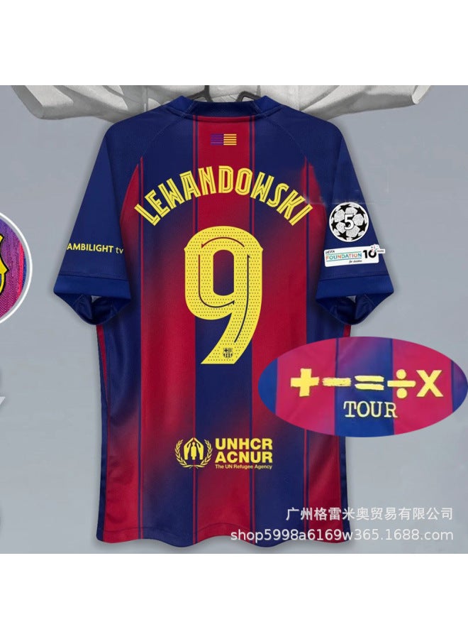 25-26 Barcelona Special Edition No. 9 Star Plus Champions League Fair Play Strips Football Jersey - Image 1