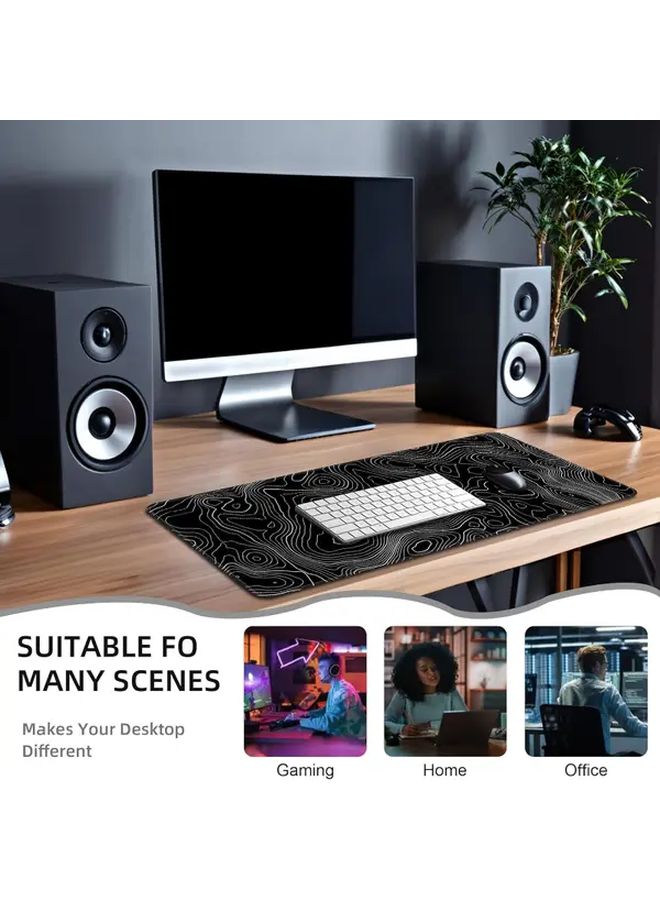 White Topographic Large Gaming Mouse Pad 70x30cm With Stitched Edge - Image 5
