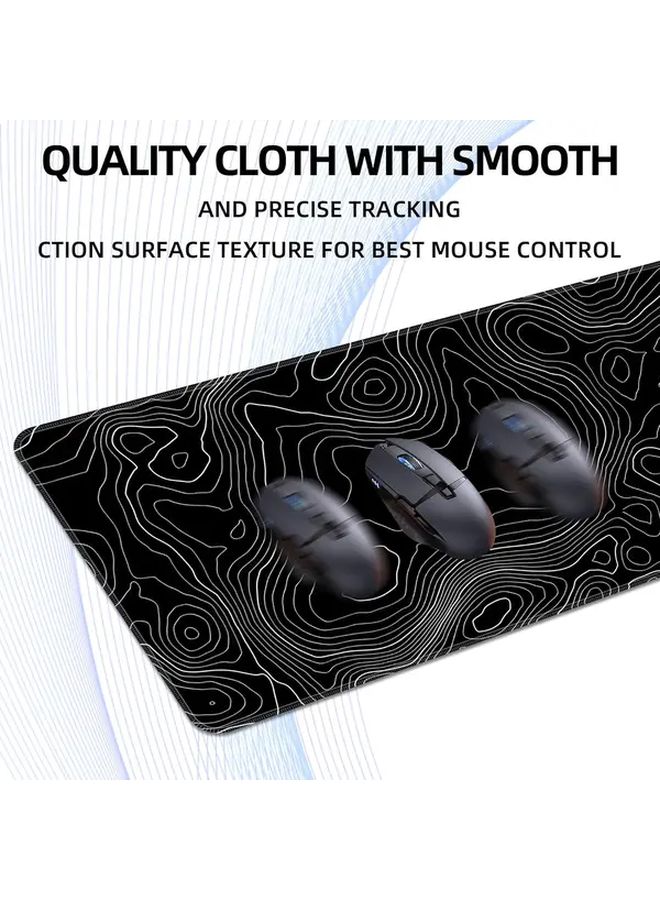 White Topographic Large Gaming Mouse Pad 70x30cm With Stitched Edge - Image 4