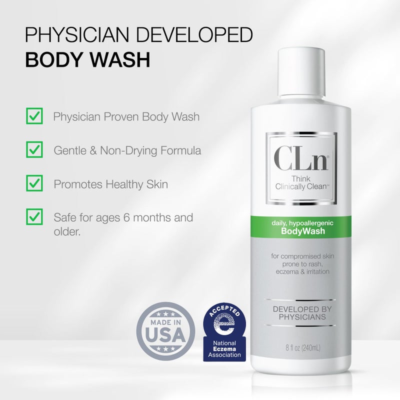 CLnÂ® BodyWash â€“Non-Drying Body Wash, For Compromised Skin Prone to Eczema, Dermatitis, Rash & Hidradenitis Suppurativa, Fragrance-Free & Paraben-Free, 8 fl oz. - Image 2