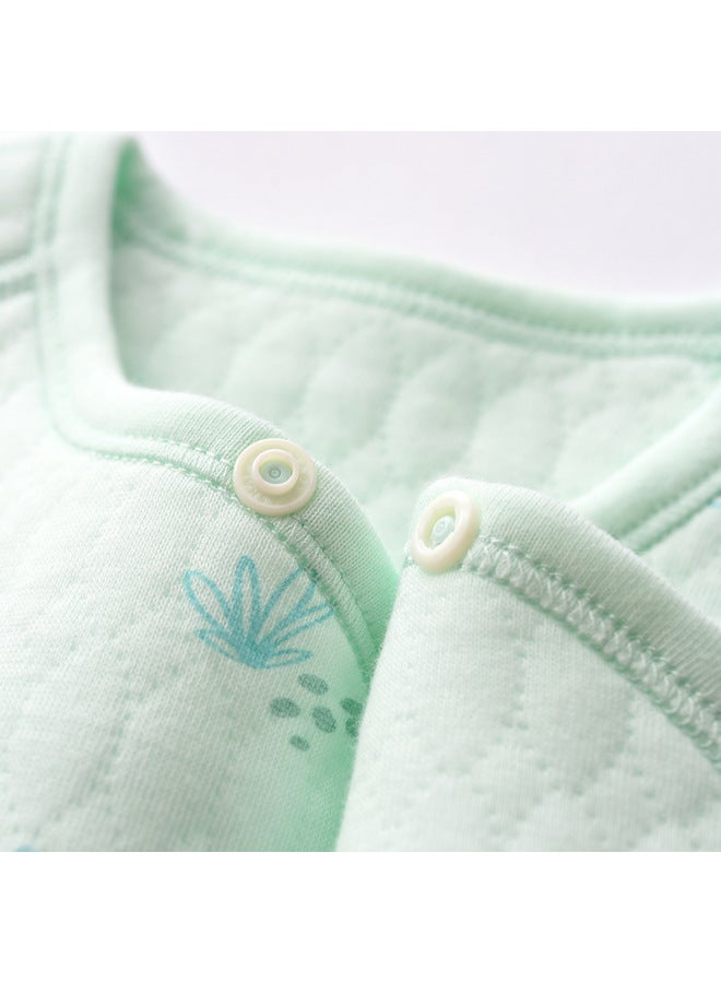 Newborn Baby Monk Suit Set Three-layer Warmth Tied Shoulder Shirt Adjustable Open-crotch Pants Cotton Inside And Outside Winter Set - Image 4