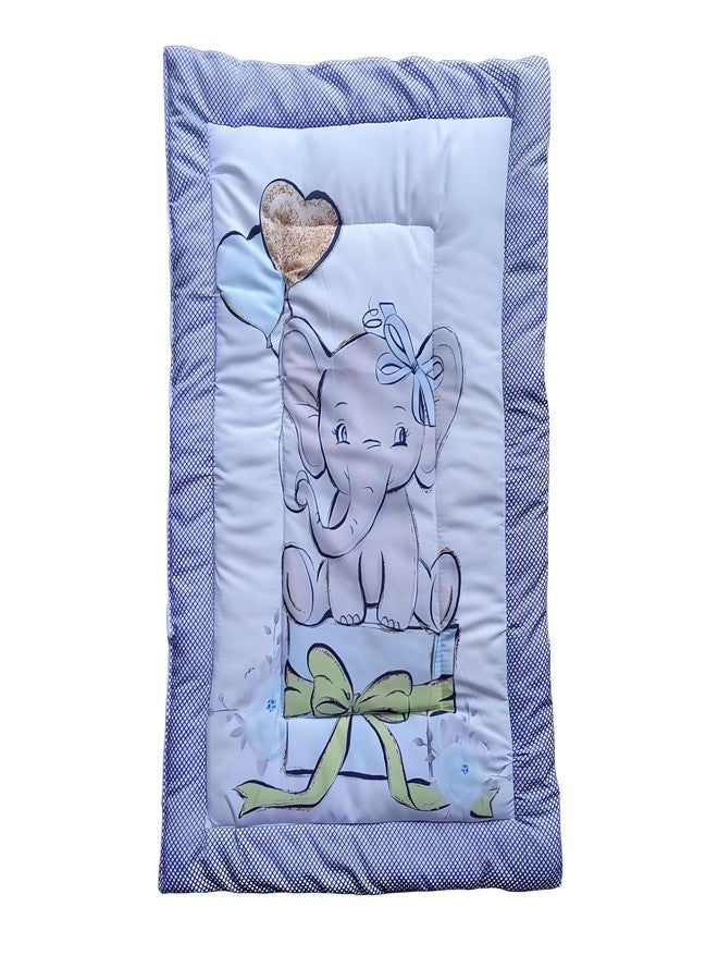 ONDOLL Newborn Baby Pom Pom Cotton Baby Bed | Godari | Cradle Bed | Crib Sheet | Changing Mat Baby Godadi |Bedding Set | Mattress_Pack of 1 Piece_(V_i_668656_Blue) - Image 1
