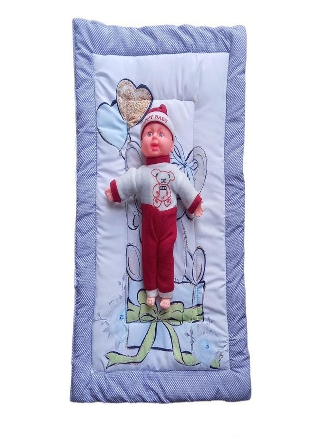 ONDOLL Newborn Baby Pom Pom Cotton Baby Bed | Godari | Cradle Bed | Crib Sheet | Changing Mat Baby Godadi |Bedding Set | Mattress_Pack of 1 Piece_(V_i_668656_Blue) - Image 3
