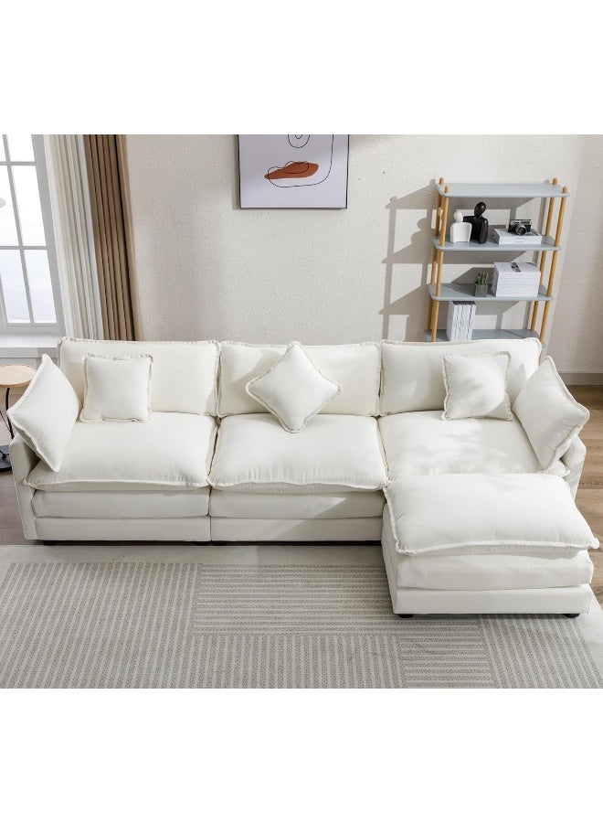 Comfynest Comfynest L Shape Teddy Sofa Modern Nordic Style Sectional Couch For Small Living Rooms (Beige)  - Image 3