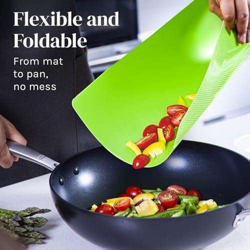 Cooler Kitchen Extra Thick Flexible Plastic Cutting Board Mats with Food Icons & EZ-Grip Waffle Back, (Set of 6) Dishwasher Safe - Image 2