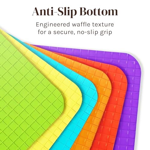 Cooler Kitchen Extra Thick Flexible Plastic Cutting Board Mats with Food Icons & EZ-Grip Waffle Back, (Set of 6) Dishwasher Safe - Image 3