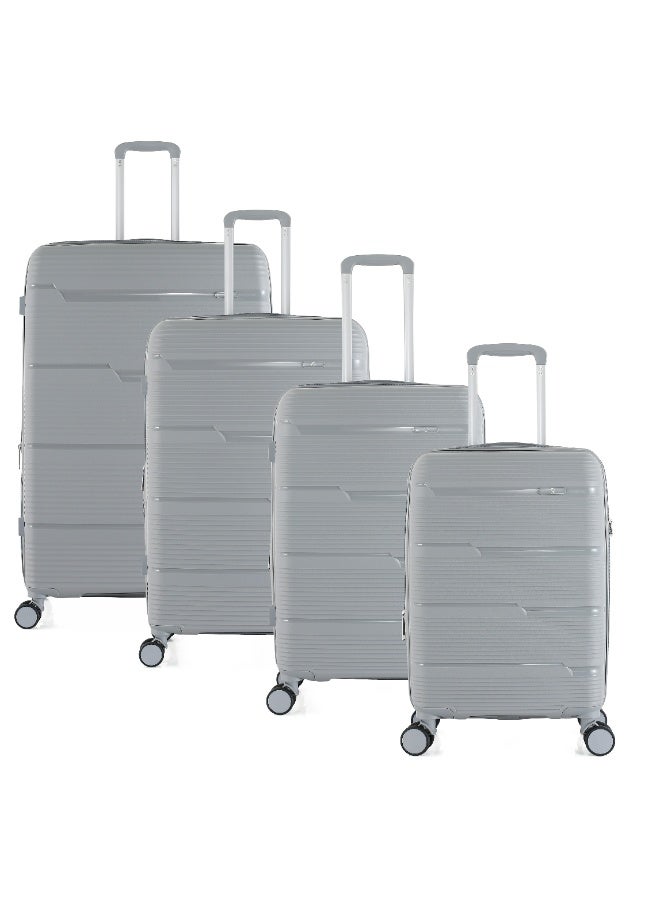 اتش تي طقم حقائب سفر H.T مكون من 4 قطع - حقائب سفر متينة ذات غلاف صلب مزودة بعجلات دوارة ومقبض تلسكوبي وسحابات مضادة للسرقة (38/65/100/145 لتر، طقم سفر خفيف الوزن) (رمادي فضي، طقم من 4 قطع 20/24/28/32 بوصة) - Image 1