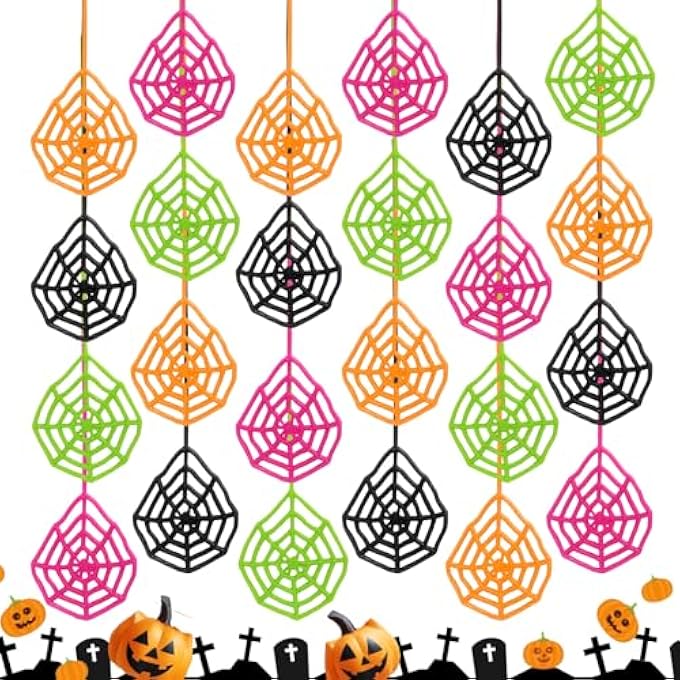 VICROIC 24 PCS Sticky Spider Web for Kids, 5.1 Inches Cobweb Sticky Hand Toys, Halloween Spider Party Favors for Goodie Bag Stuffers, Birthday, Classroom Prizes Supplies (4 Colors) - Image 1