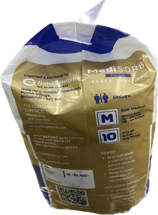 Medisorb Unisex Adult Incontinence- Pack of 10, Medium - Image 2