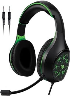 Standard Gaming Stereo Headphone 3.5mm with Mic For PC / Mobile / PS4 / Xbox One / Switch - Green/Black GM3502G 