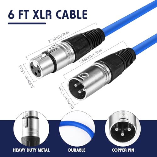 Copkim 10 Pack XLR 6 ft Mixed Color Cables 3 Pins Balanced Rainbow Microphone Mic Cable Male to Female Mic Cable for Microphone, Mixer, Recording Studio, Podcast - Image 2