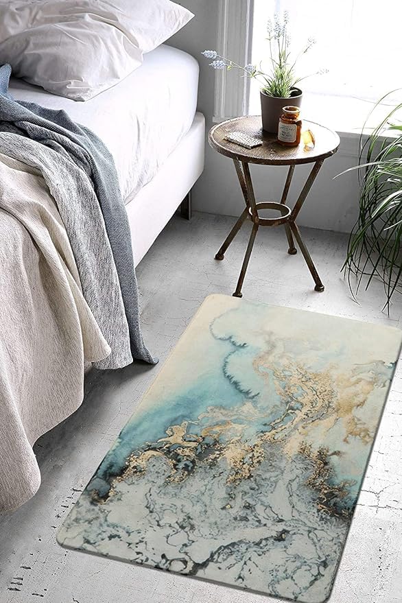 Brikipth Marble Bath Mat Iridescent Ink Liquid Art Marbling Outdoor Carpet Welcome Mat Marble Grain Indoor Doormat Washable Abstract Marble Bathroom Set - Image 1