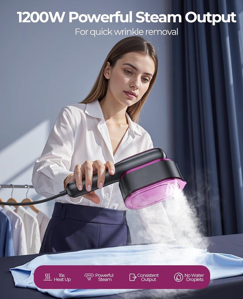 kikvi Steam Iron, steamer for ironing clothes : 2-in-1 Handheld Garment Steamer & Iron, Compact,Convenient Vertical Steaming, 1200Watt Quick Heatup, Large Ceramic Panel Ironing, Kills 99.9%* Bacteria - Image 2