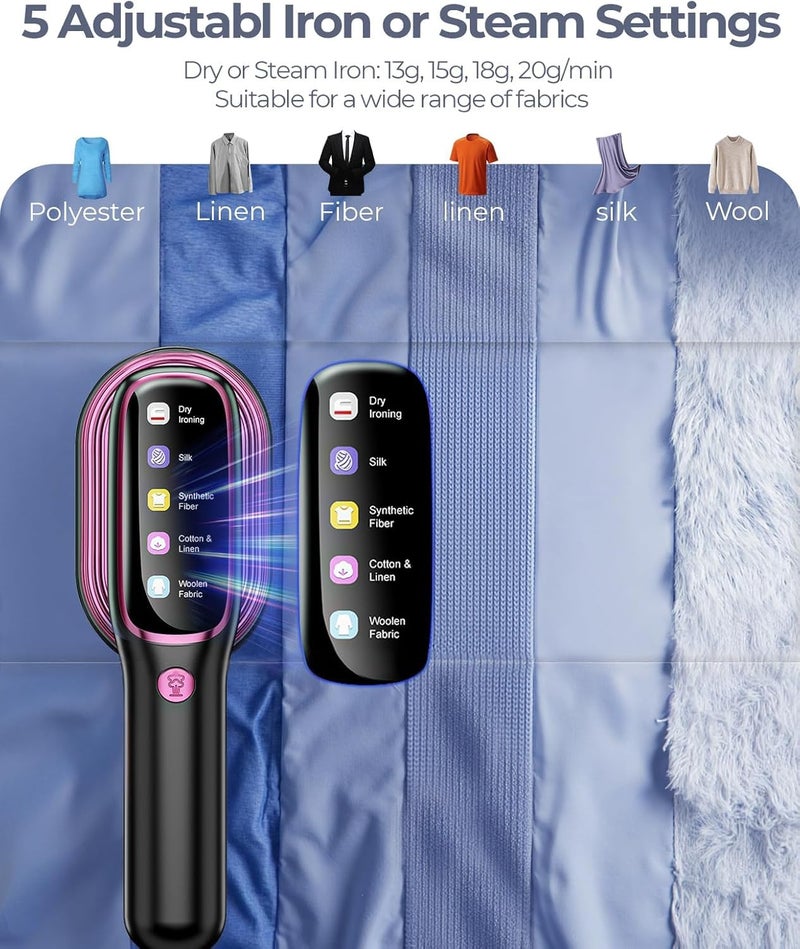 kikvi Steam Iron, steamer for ironing clothes : 2-in-1 Handheld Garment Steamer & Iron, Compact,Convenient Vertical Steaming, 1200Watt Quick Heatup, Large Ceramic Panel Ironing, Kills 99.9%* Bacteria - Image 5