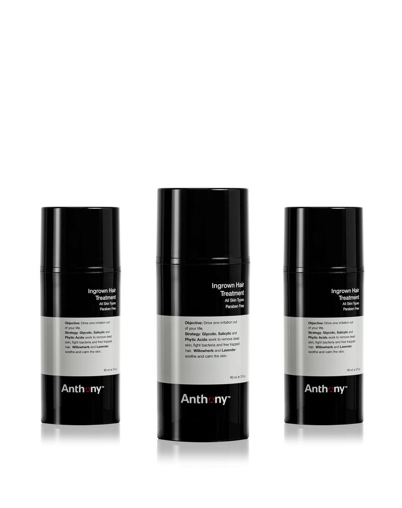 Anthony Ingrown Hair Treatment for Men Gel Solution to Calm Razor Burn Scar and Redness Eliminator Bump Removal 3 Fl Oz Pack of 3