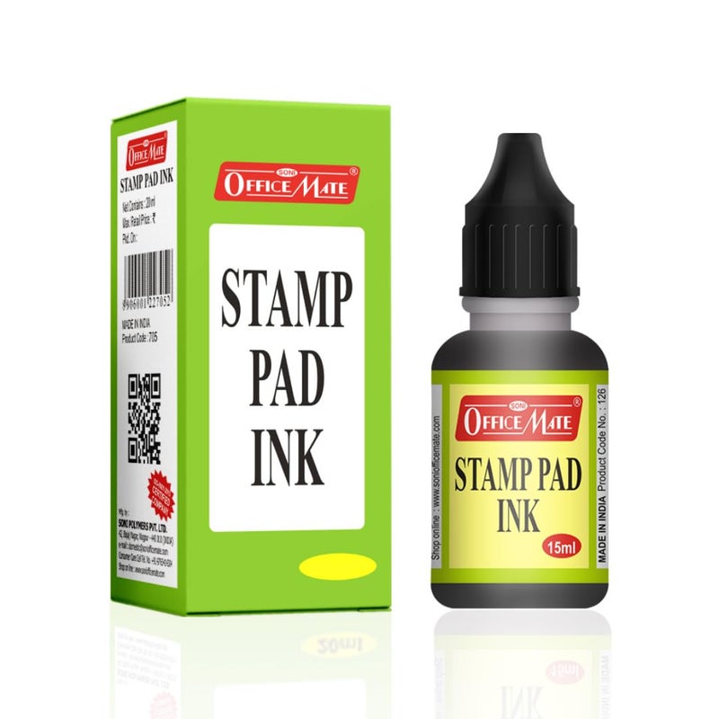 Soni Officemate Stamp Pad Ink Set of 4 (15ML, Black) - Image 4