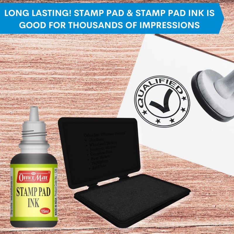 Soni Officemate Stamp Pad Ink Set of 4 (15ML, Black) - Image 2