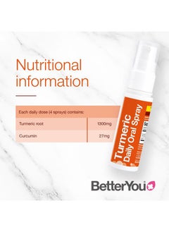 BetterYou Turmeric Oral Spray - Natural Liquid Turmeric Supplement - an Easy, Comfortable Pill Alternative - Natural Orange Flavor - 0.85 oz  - Image 2