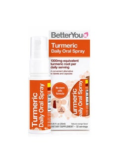 BetterYou Turmeric Oral Spray - Natural Liquid Turmeric Supplement - an Easy, Comfortable Pill Alternative - Natural Orange Flavor - 0.85 oz  - Image 1