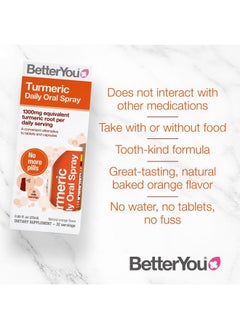 BetterYou Turmeric Oral Spray - Natural Liquid Turmeric Supplement - an Easy, Comfortable Pill Alternative - Natural Orange Flavor - 0.85 oz  - Image 5
