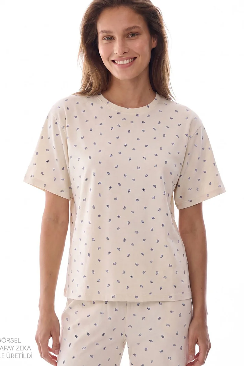 بنتي PENTI Gardenya Hallie Scarf Pattern Short Sleeve Pajama Set