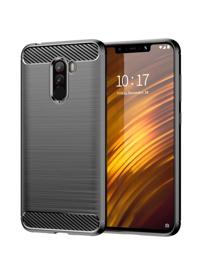 Case For Xiaomi Pocophone F1   , - Protection Brushed Carbon Fiber Cover Shockproof - Anti-Scratch Case Slip-Resistant - Black - Image 1
