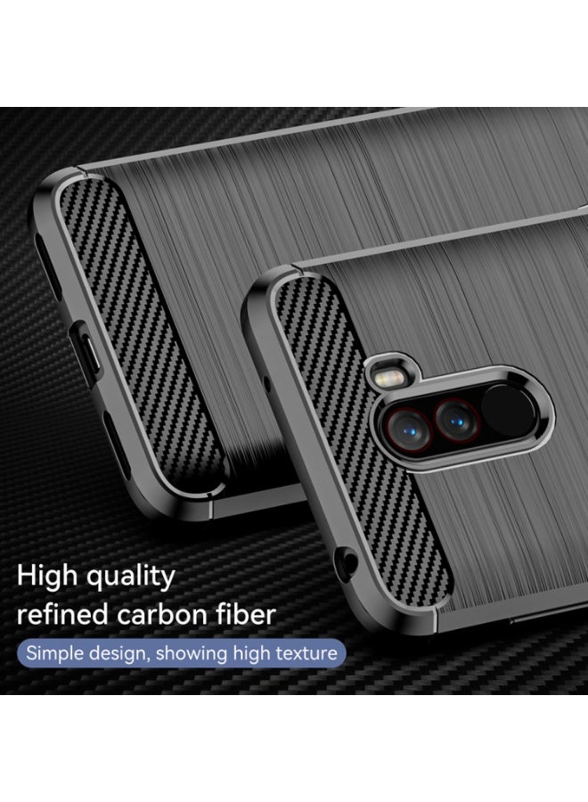 Case For Xiaomi Pocophone F1   , - Protection Brushed Carbon Fiber Cover Shockproof - Anti-Scratch Case Slip-Resistant - Black - Image 4
