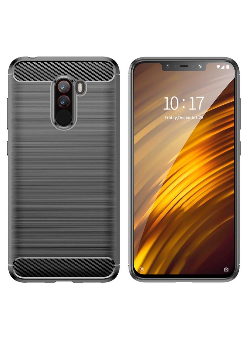 Case For Xiaomi Pocophone F1   , - Protection Brushed Carbon Fiber Cover Shockproof - Anti-Scratch Case Slip-Resistant - Black - Image 5