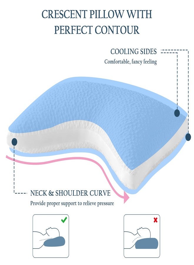 Luxe Linen Side Sleeper Pillows for Adults, Adjustable Shredded Memory Foam Bed Pillows for Neck and Shoulder Pain, Standard White Cooling Curved Pillows with Washable Cover & Extra Foam Bag - Image 2