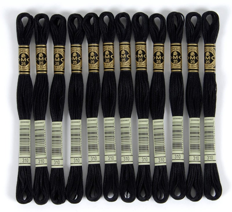 DMC 6-Strand Embroidery Cotton Floss, Black (117-310) - Image 1