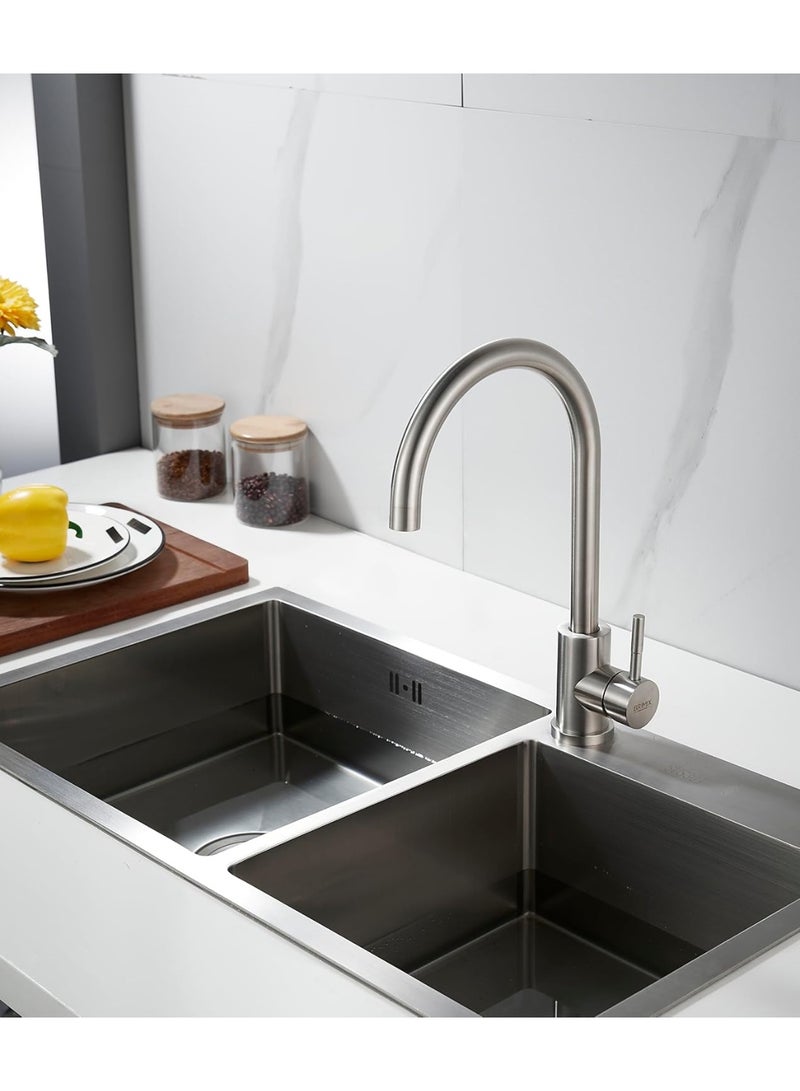 BRIMIX Kitchen Faucet Hot and Cold Water Sink Tap,Heavy Duty Sink Mixer with 360 Degree Rotating,Stainless Steel Kitchen Tap Mixer  - Image 2