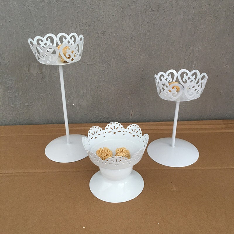 Iron Cake Stand Dessert Display Shelf Candle Holder Table Decoration for Wedding Birthday Party (White) - Image 2