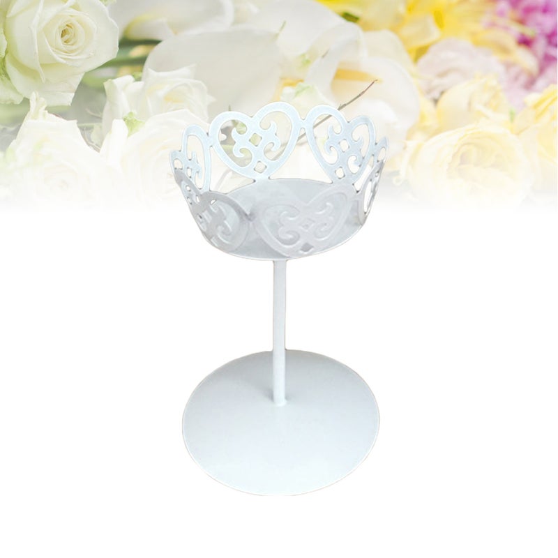 Iron Cake Stand Dessert Display Shelf Candle Holder Table Decoration for Wedding Birthday Party (White) - Image 3