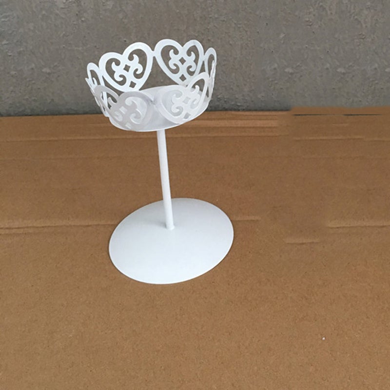 Iron Cake Stand Dessert Display Shelf Candle Holder Table Decoration for Wedding Birthday Party (White) - Image 1