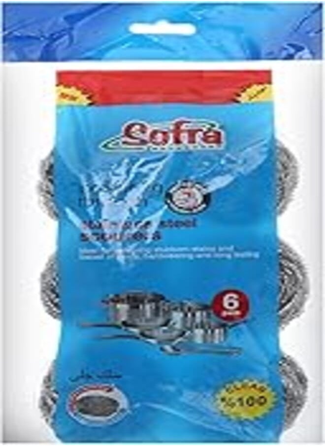 Sofra - Sofra stainless steel scourers, 6 pieces - Image 1
