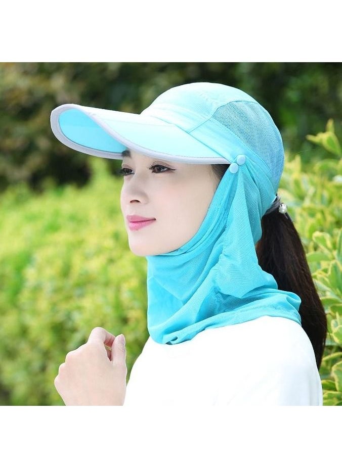 DubaiGallery - Summer Sun Protection Tea Hat Men and Women Cover Face Peaked Cap Outdoor Riding Anti-ultraviolet Sun Hat Breathable and Foldable - Image 1