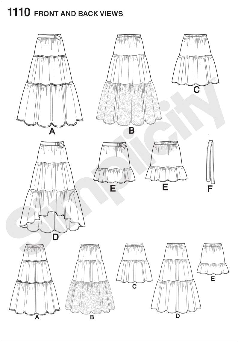 Simplicity 1110 Learn to Sew Tiered Skirt Sewing Pattern for Women, Sizes XXS-XXL - Image 2