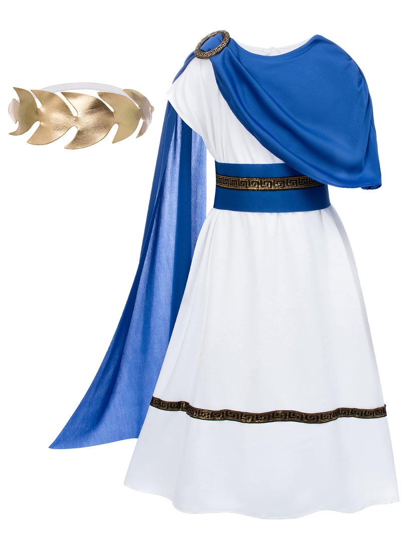 DURKU Kids Roman Emperor Costume with King Headpiece, Shawl and Belt, Roman Greek Costumes for Boys Themed Party Cosplay (Suitable 105-120 cm) - Image 1