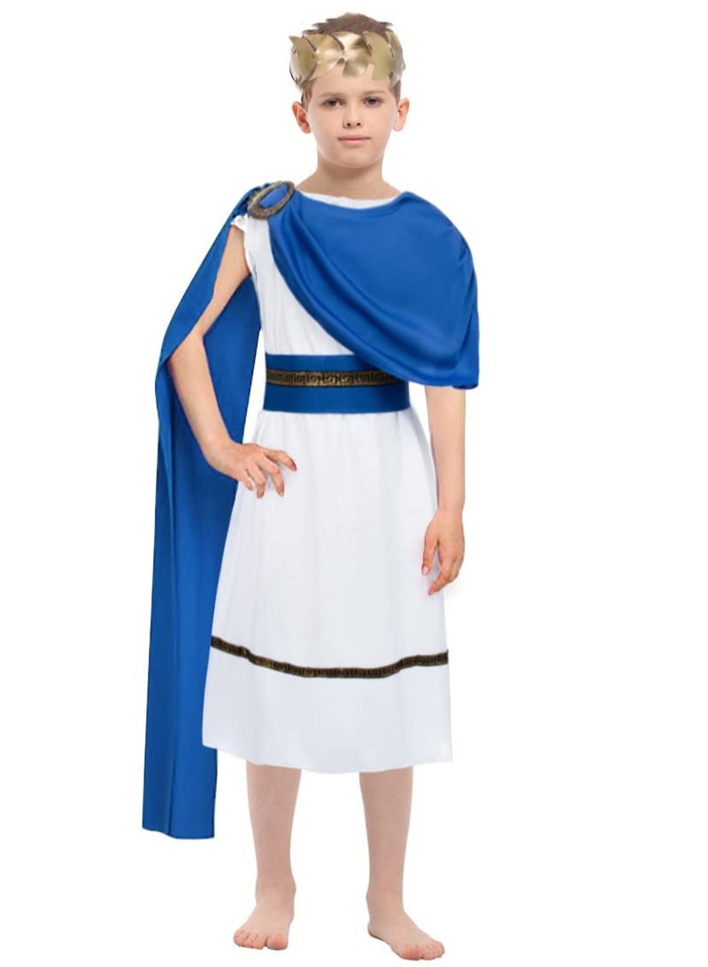DURKU Kids Roman Emperor Costume with King Headpiece, Shawl and Belt, Roman Greek Costumes for Boys Themed Party Cosplay (Suitable 105-120 cm) - Image 2