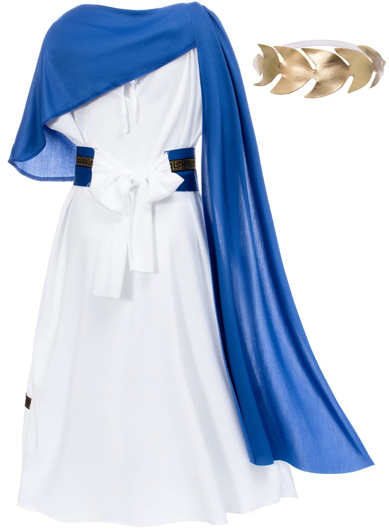 DURKU Kids Roman Emperor Costume with King Headpiece, Shawl and Belt, Roman Greek Costumes for Boys Themed Party Cosplay (Suitable 105-120 cm) - Image 3