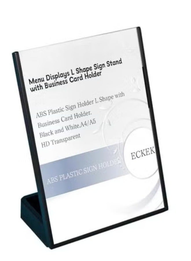 Eckek حامل لافتات من بلاستيك ABS ECKEK، حامل لافتات على شكل L مع حامل بطاقة عمل، حامل عرض بلاستيكي للإعلانات، القوائم، الصور، بطاقة العمل - Image 1