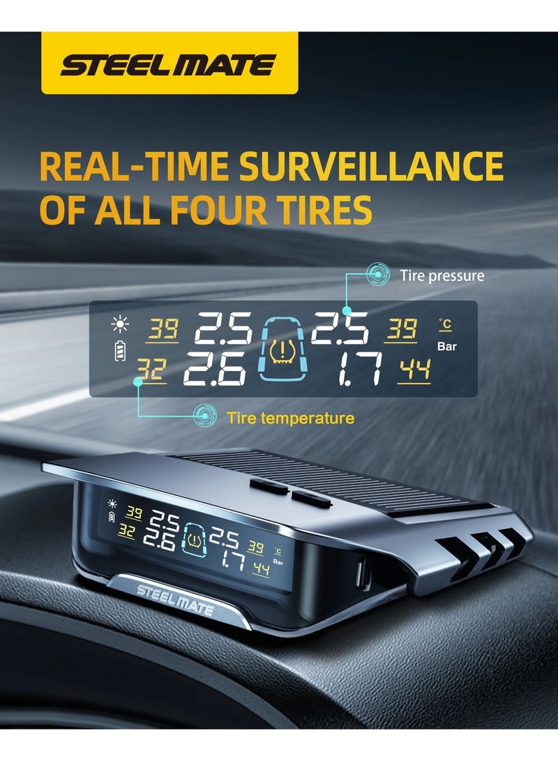 ستيل ميت نظام ذكي لمراقبة ضغط الإطارات بالطاقة الشمسية مع 4 حساسات خارجية - Image 3