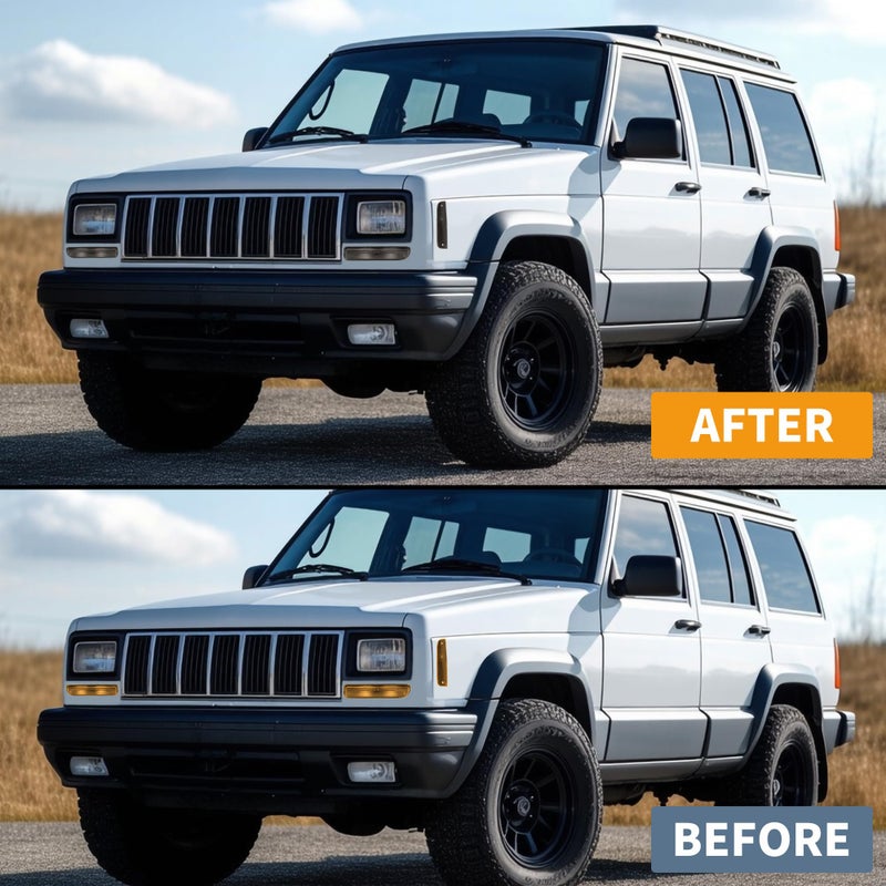 ECOTRIC Bumper Turn Signal Lights +Corner Side Marker Lamps Compatible with 1997-2001 Jeep Cherokee XJ Smoke Lens 4Pcs - Image 3