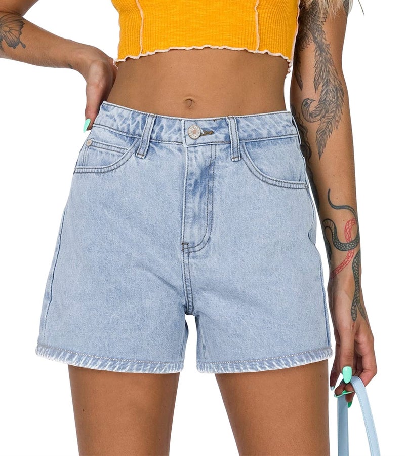 CHICZONE Womens High Waisted Denim Shorts Stretchy Straight Leg Jean Shorts Summer Hot Short Pants Light Blue S - Image 1