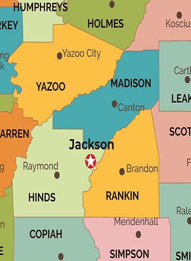 MapSherpa Mississippi Counties Map - Standard - 36" x 40.5" Laminated - Image 2
