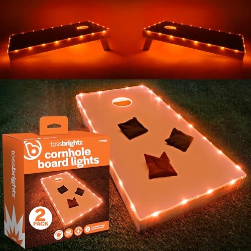 Brightz TossBrightz Orange Led Cornhole Lights Led Corn Hole Lights Cornhole Led Lights for Hole and Board Corn Hole Board Light Kit Light Up Cornhole Set Glow in the Dark Cornhole Board - Image 1