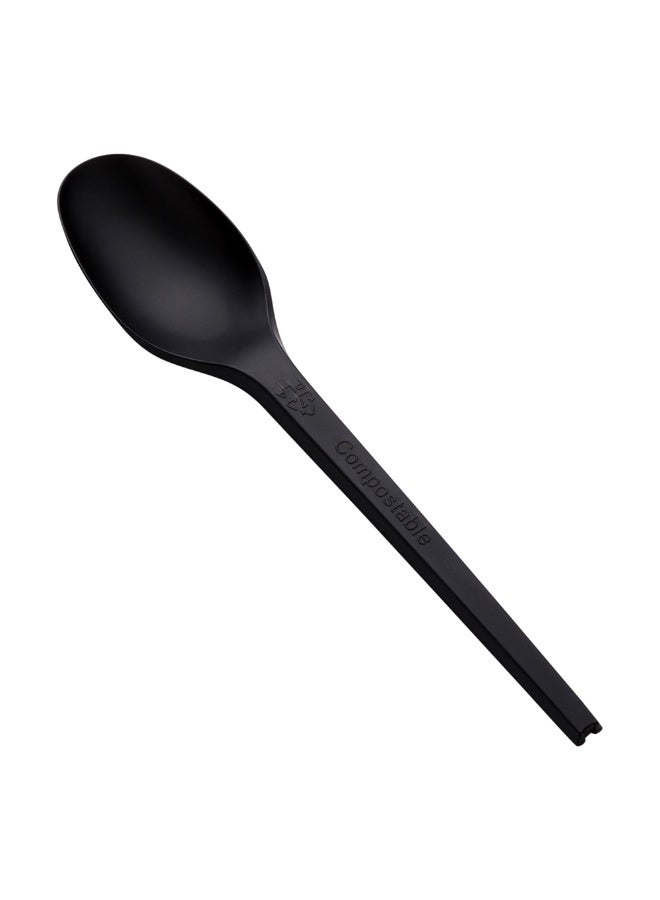 Restaurantware 6.5 Inch Compostable Spoons, 250 Heavy-Duty Spoons - Sustainable Build, Sturdy, Long Handle, Black CPLA Plastic Disposable Cutlery, BPI-Certified, Hot And Cold Foods - Image 1