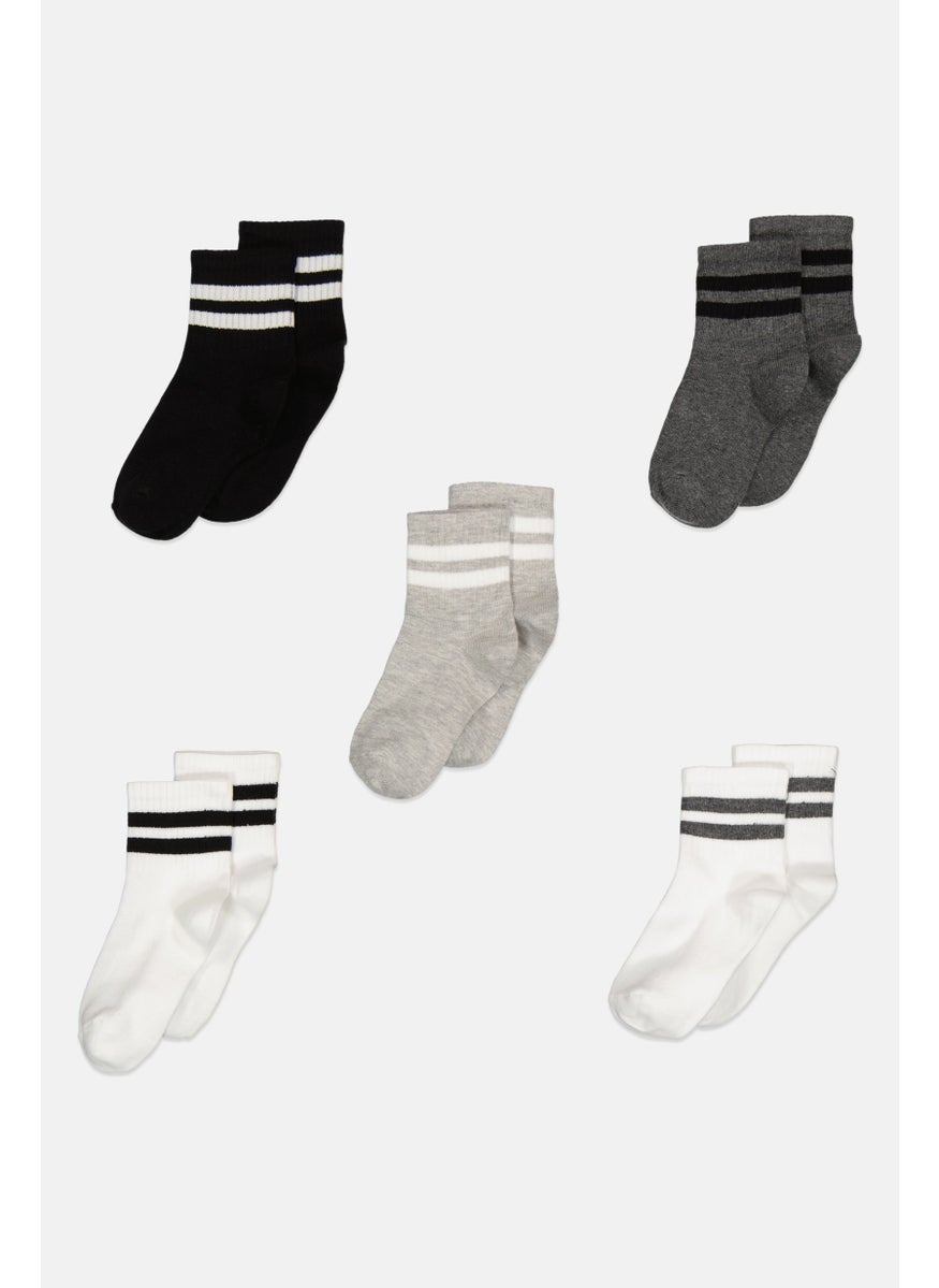 RBX - Kids Boy 5 Pair Textured Socks, Black - Image 1