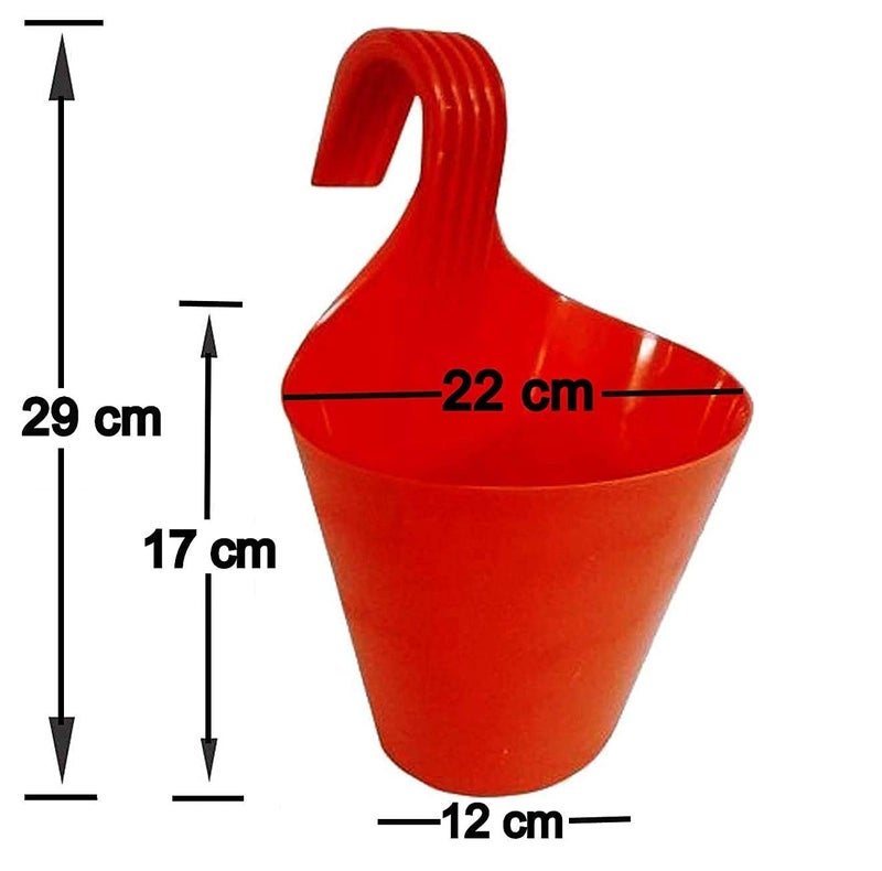 Clastik Vertical Hook Hanging Planter, Multicolour, 29.5 cm x 21.7 cm x 14.5 cm (Multicolor Pack 4) - Image 3