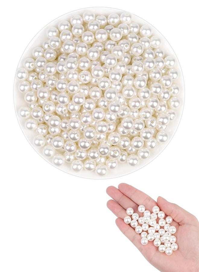 Round Pearls Beads, 260 Pcs Satin Gloss Scattered Beads for Bracelets Earrings Necklaces and DIY Crafts White - Image 2